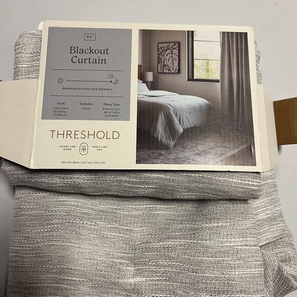 Threshold Blackout Textural Overlay Window Curtain Panel 1pc - Picture 1 of 9